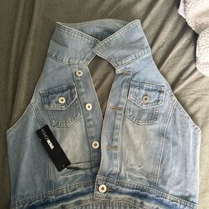 Fashion Nova Sky Blue Denim Sleeveless Jacket